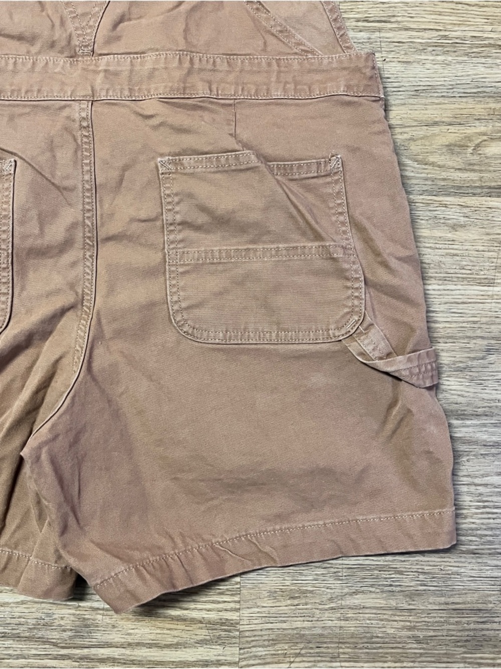 Womens Carhartt Rugged Flex Relaxed Fit Canvas Brown Shortalls Overalls Large - Picture 6 of 10